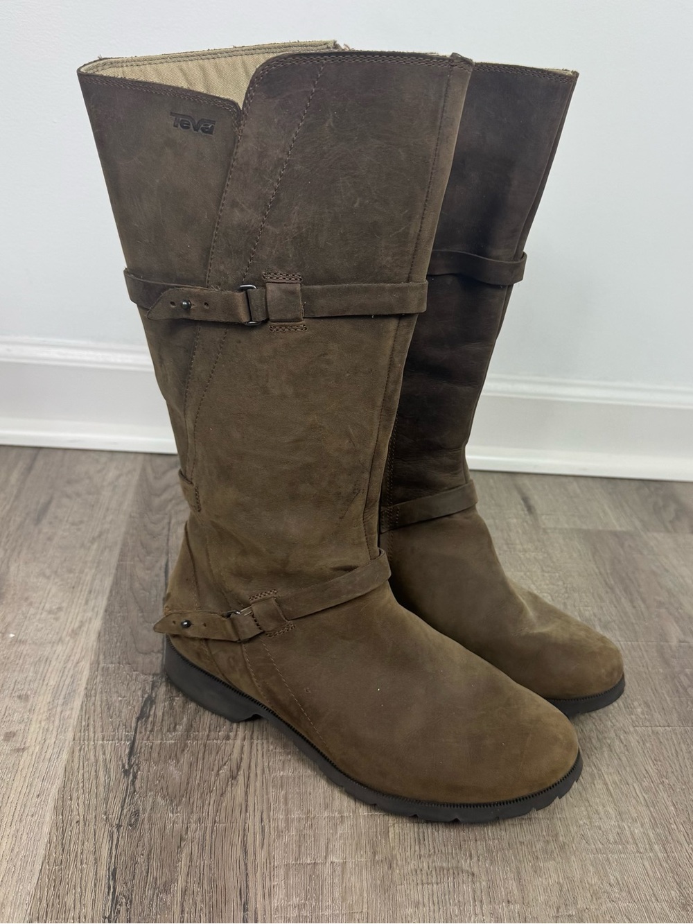 Teva De La Vina Tall Waterproof Leather Riding Boots Brown Women’s Size 10